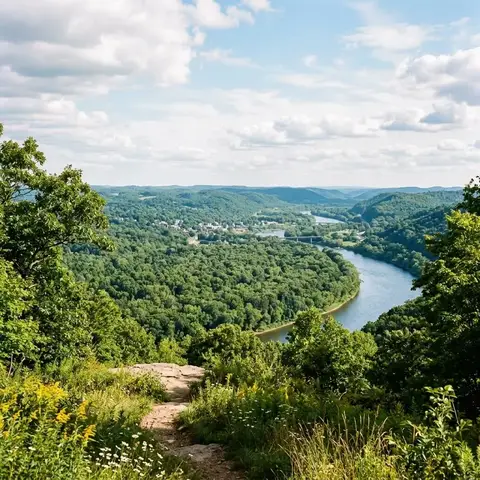 Wide landscape shot of the Mid Ohio Valley region