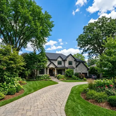 Beautiful manicured residential property with majestic healthy trees